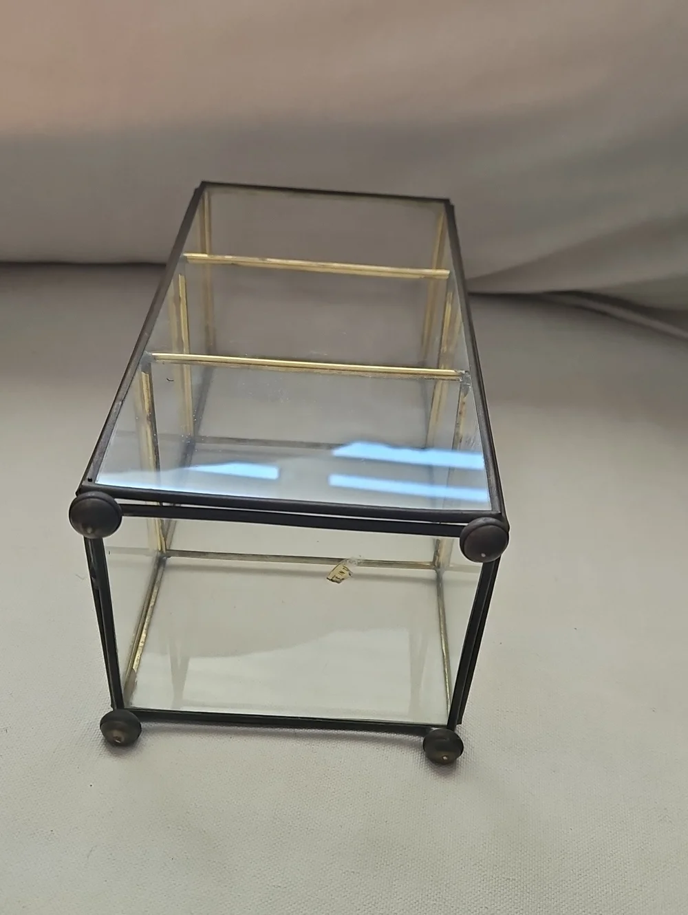 Glass Display Cabinet Gold Accents - Small With 3 Shelves